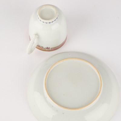 Lot 162 - AN 18TH CENTURY CHINESE FAMILLE ROSE CUP AND SAUCER