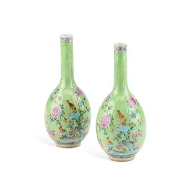 Lot 62 - A PAIR OF CHINESE REPUBLIC GREEN-GROUND VASES