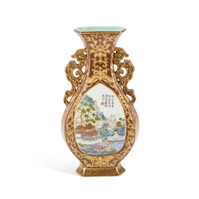 Lot 57 - A CHINESE FAUX BRONZE PORCELAIN VASE