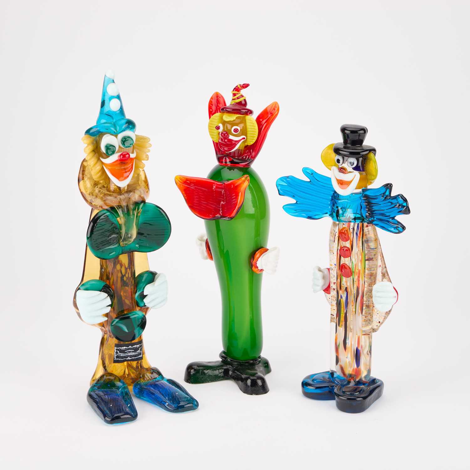 Lot 8 - THREE LARGE MURANO GLASS CLOWNS