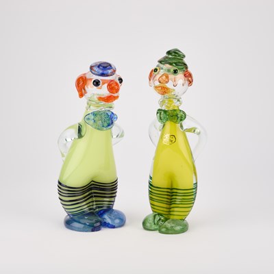 Lot 86 - TWO FRENCH GLASS MODELS OF CLOWNS