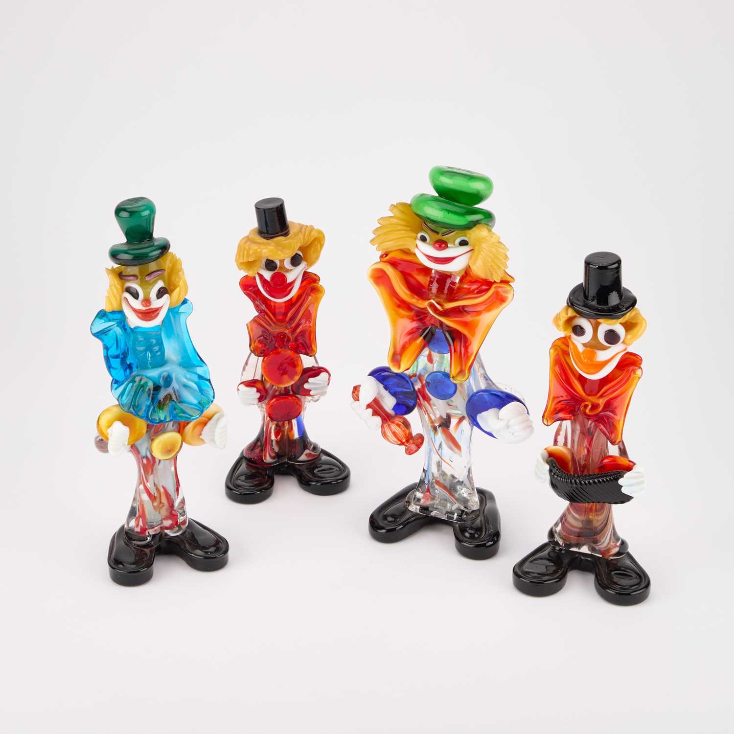 Lot 56 - FOUR MURANO GLASS MODELS OF CLOWNS