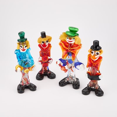 Lot 56 - FOUR MURANO GLASS MODELS OF CLOWNS