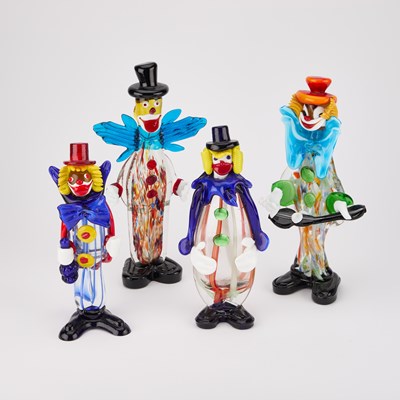 Lot 6 - FOUR MURANO GLASS MODELS OF CLOWNS