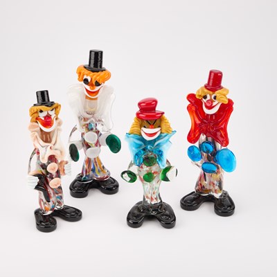 Lot 77 - FOUR MURANO GLASS MODELS OF CLOWNS