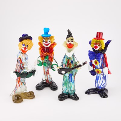 Lot 14 - FOUR MURANO GLASS MODELS OF CLOWNS