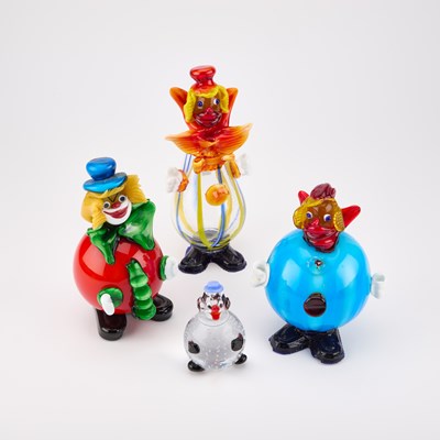 Lot 12 - FOUR MURANO GLASS MODELS OF CLOWNS