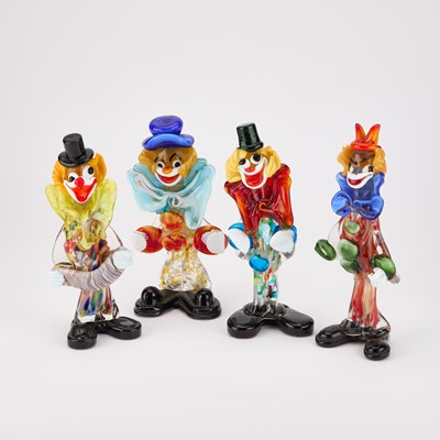 Lot 69 - FOUR MURANO GLASS MODELS OF CLOWNS