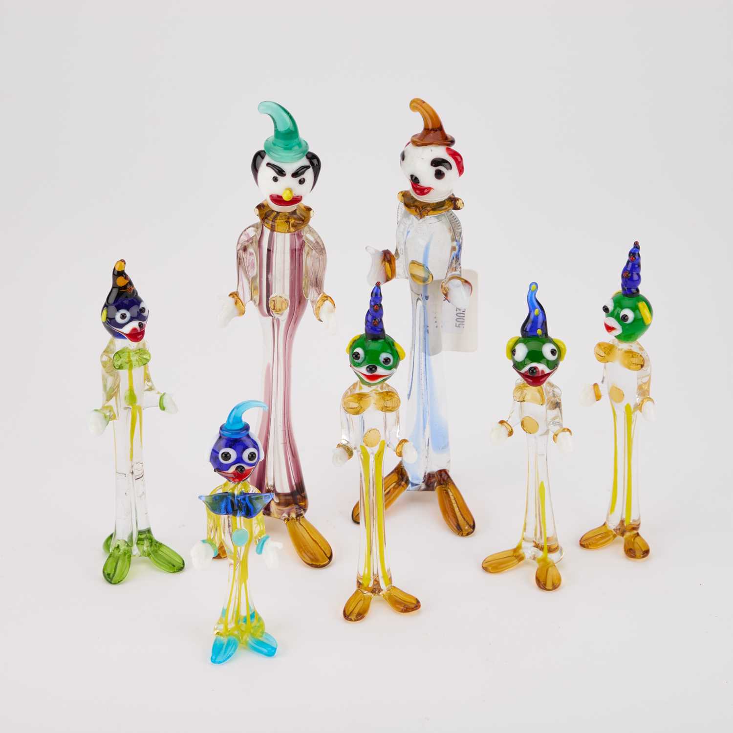 Lot 5 - SEVEN MURANO GLASS MODELS OF CLOWNS
