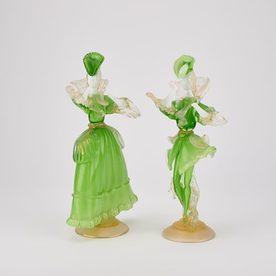 Lot 40 - A PAIR OF MURANO GLASS FIGURES OF DANCERS