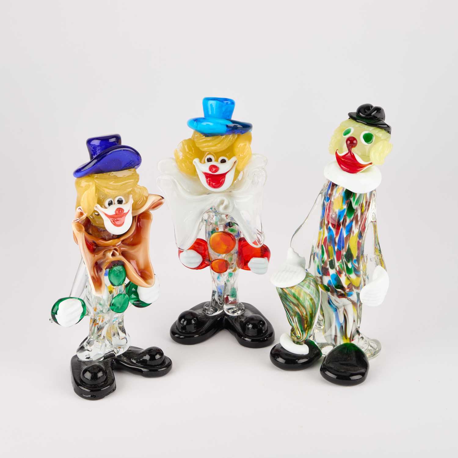 Lot 13 - THREE MURANO GLASS MODELS OF CLOWNS