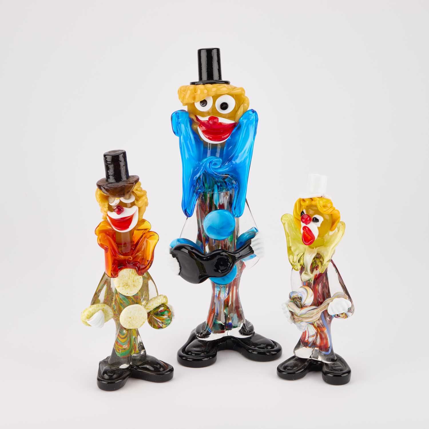 Lot 33 - THREE MURANO GLASS MODELS OF CLOWNS