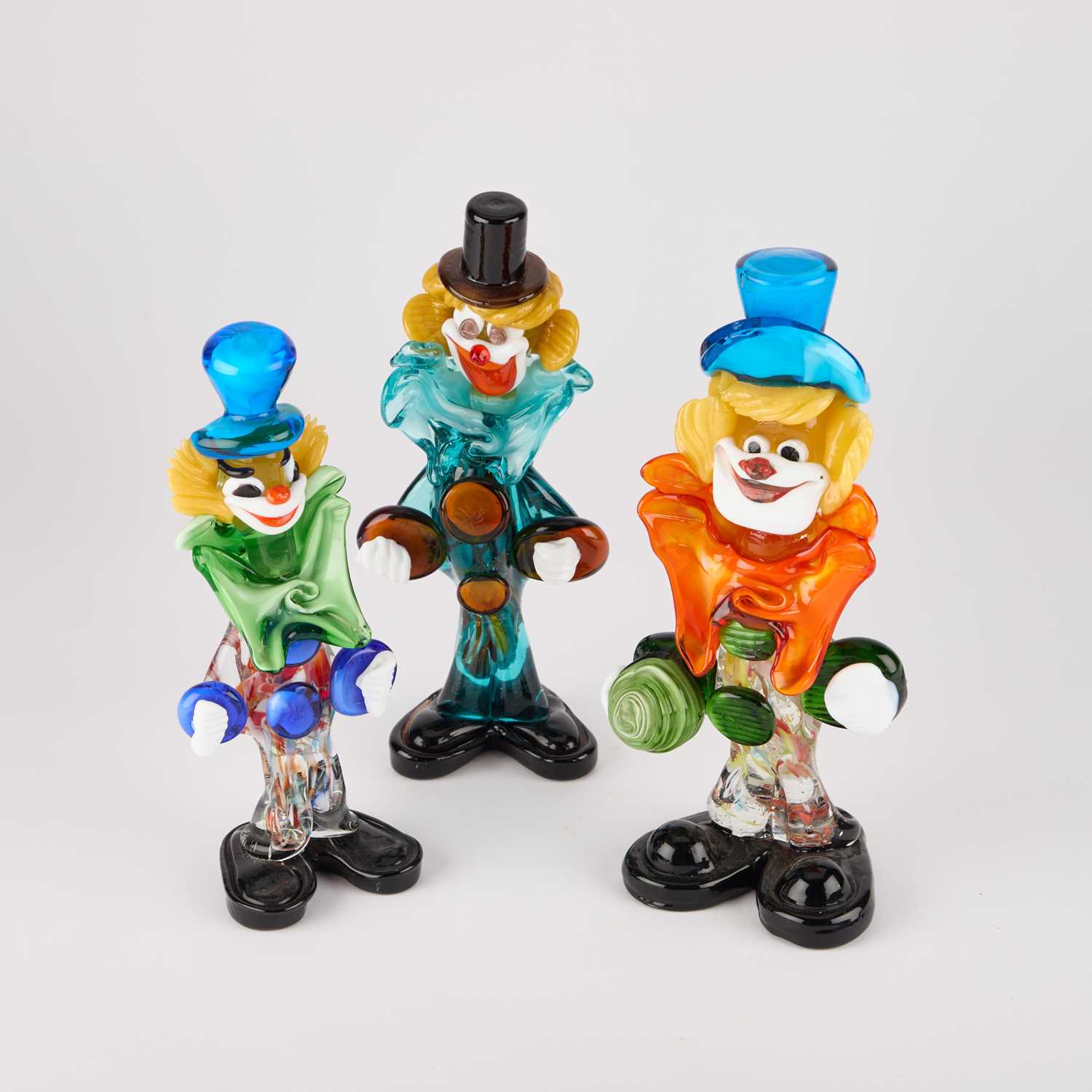 Lot 17 - THREE MURANO GLASS MODELS OF CLOWNS