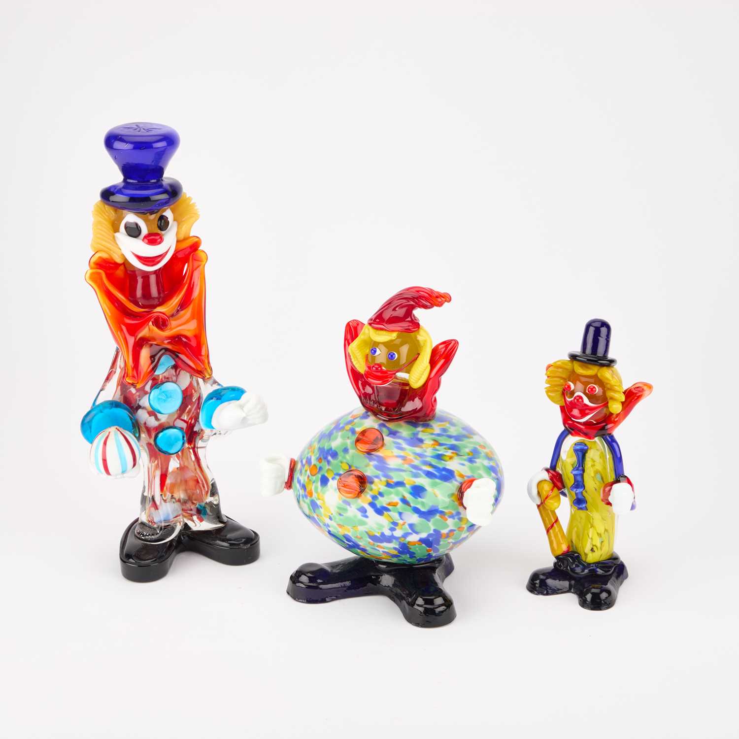 Lot 3 - THREE MURANO GLASS MODELS OF CLOWNS