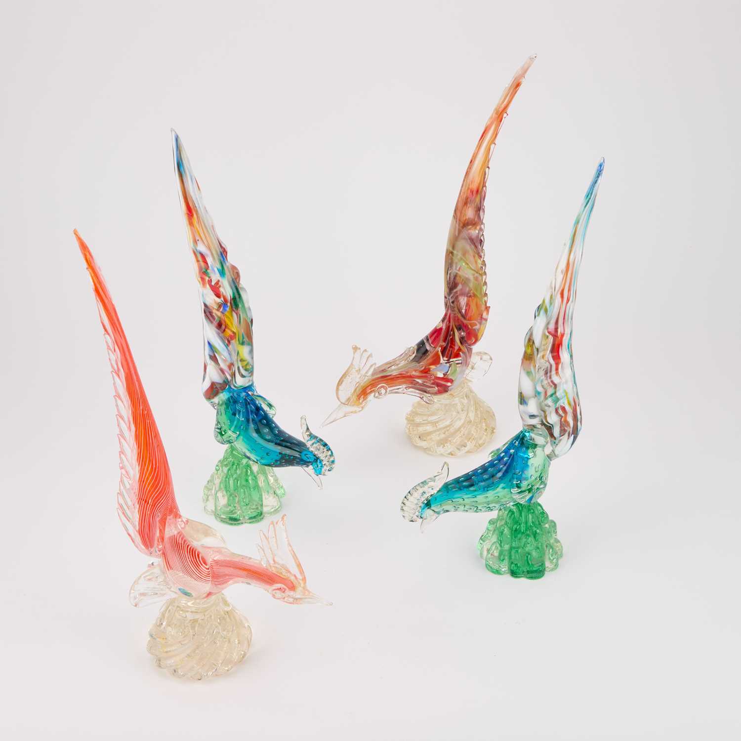 Lot 18 - FOUR MURANO GLASS MODELS OF BIRDS