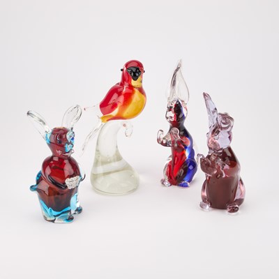 Lot 19 - FOUR MURANO GLASS MODELS OF ANIMALS
