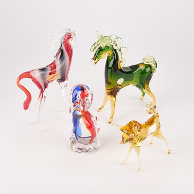 Lot 21 - FOUR MURANO GLASS MODELS OF ANIMALS