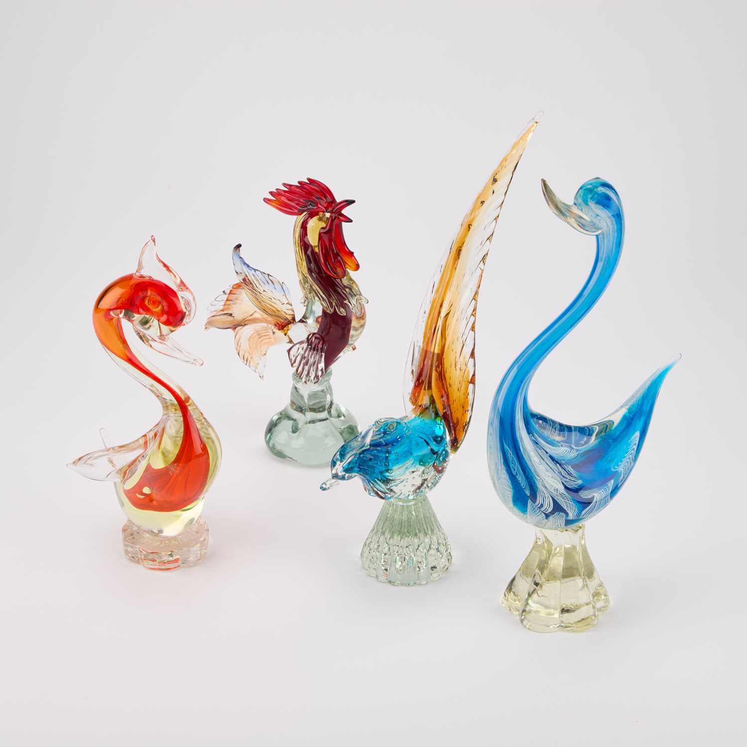 Lot 59 - FOUR MURANO GLASS MODELS OF BIRDS