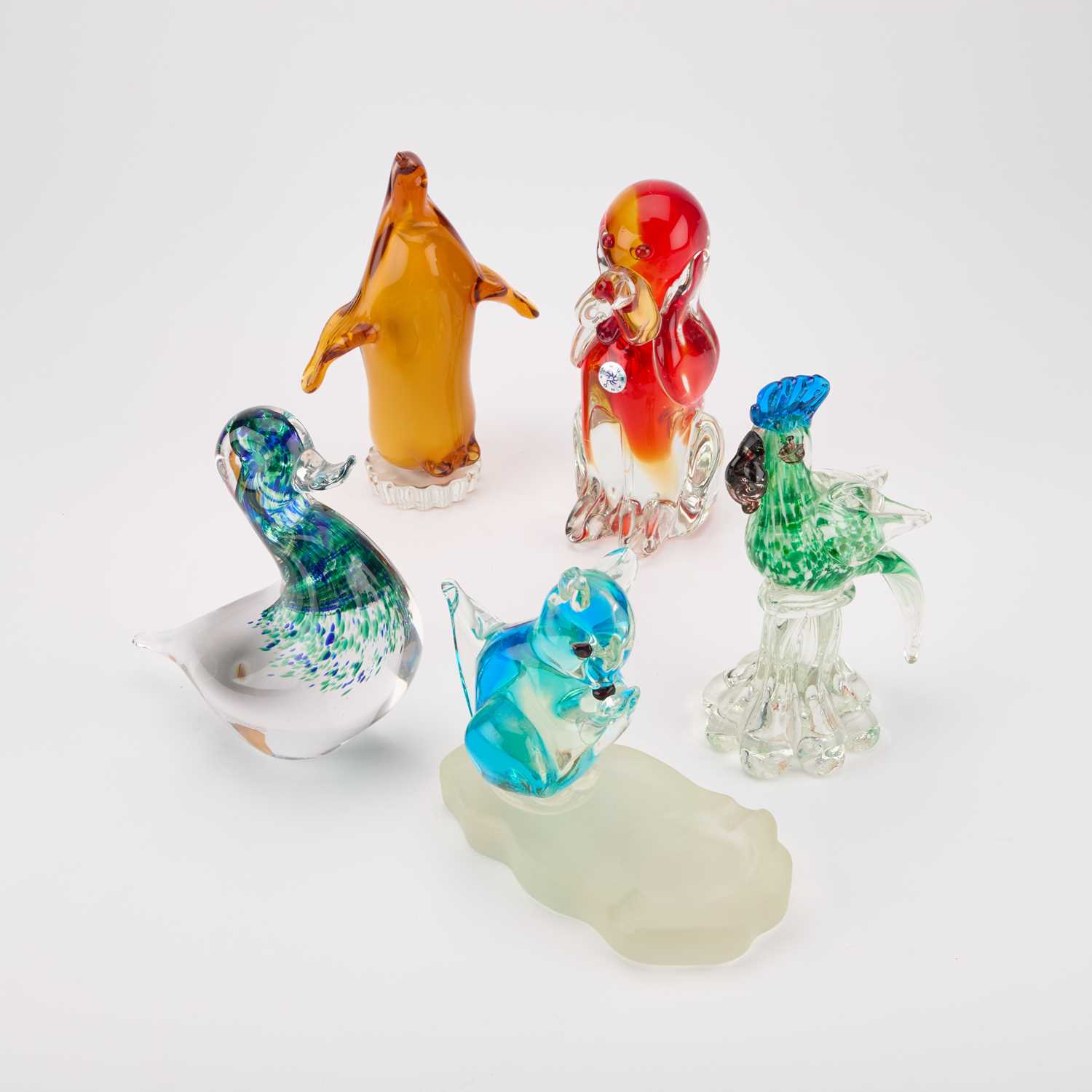 Lot 49 - FIVE MURANO GLASS MODELS OF ANIMALS