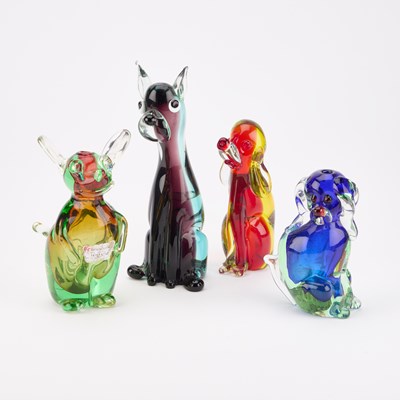 Lot 38 - FOUR MURANO GLASS MODELS OF ANIMALS