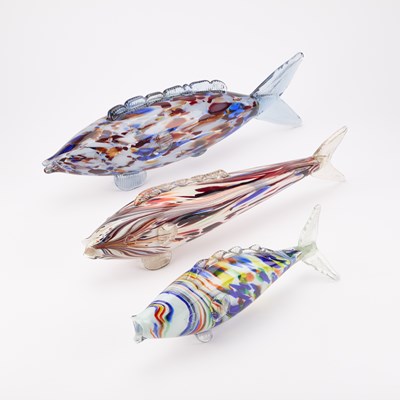 Lot 67 - THREE MURANO GLASS MODELS OF FISH