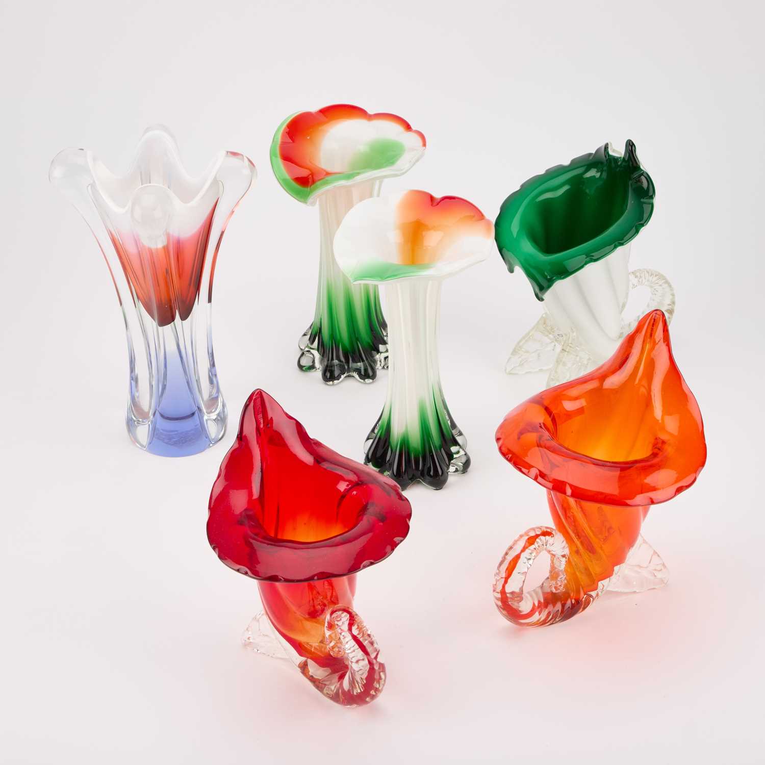 Lot 82 - SIX MURANO GLASS VASES