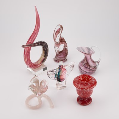 Lot 95 - SIX CONTINENTAL ART GLASS VASES AND SCULPTURES