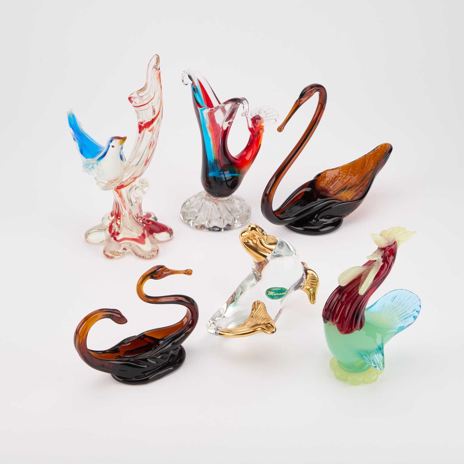 Lot 90 - SIX MURANO GLASS MODELS OF ANIMALS