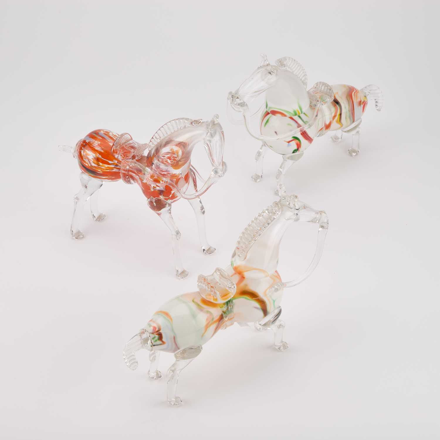 Lot 83 - THREE MURANO GLASS MODELS OF HORSES