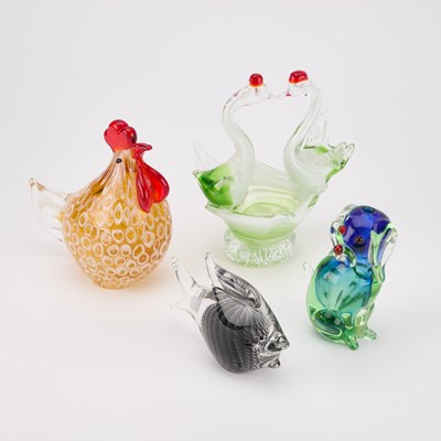 Lot 58 - FOUR MURANO GLASS MODELS OF ANIMALS