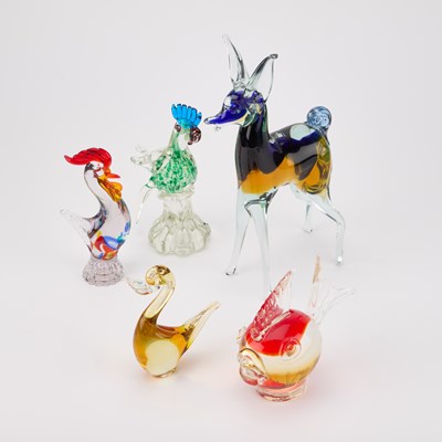 Lot 29 - FIVE MURANO GLASS MODELS OF ANIMALS