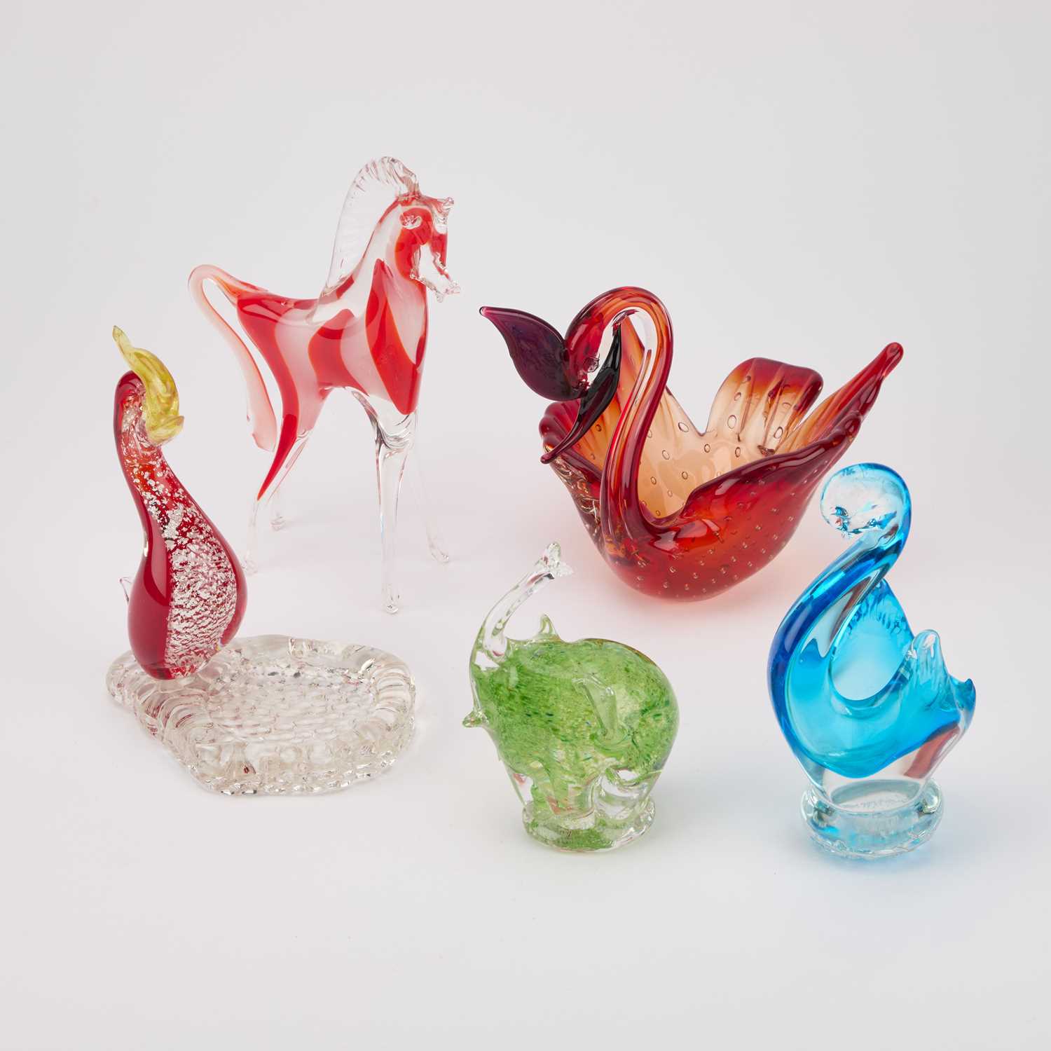 Lot 52 - FIVE MURANO GLASS MODELS OF ANIMALS