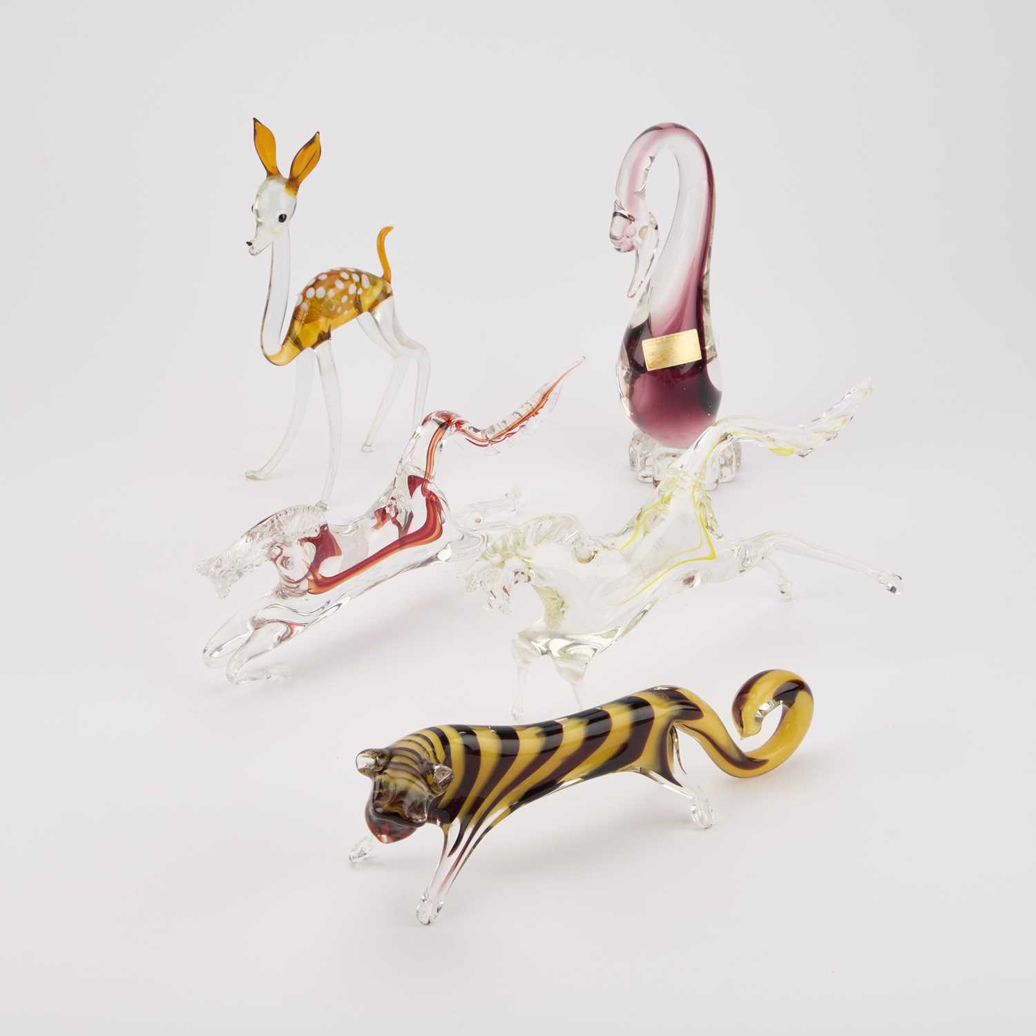 Lot 53 - FIVE MURANO GLASS MODELS OF ANIMALS