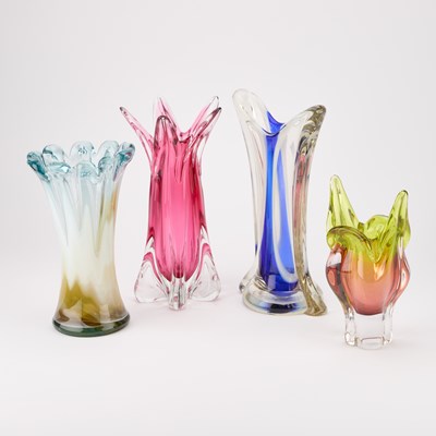 Lot 96 - FOUR 20TH CENTURY CONTINENTAL GLASS VASES