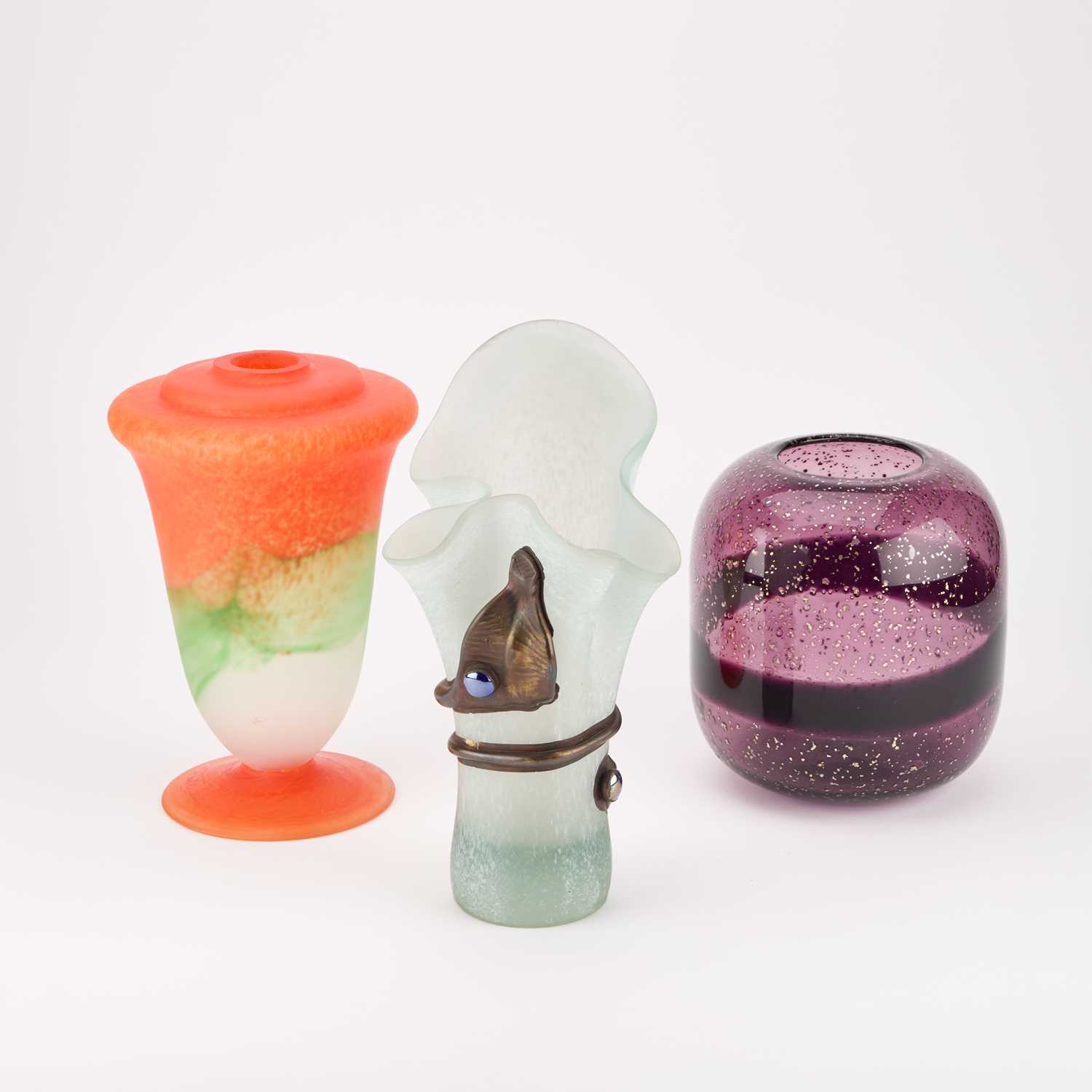 Lot 172 - THREE 20TH CENTURY GLASS VASES
