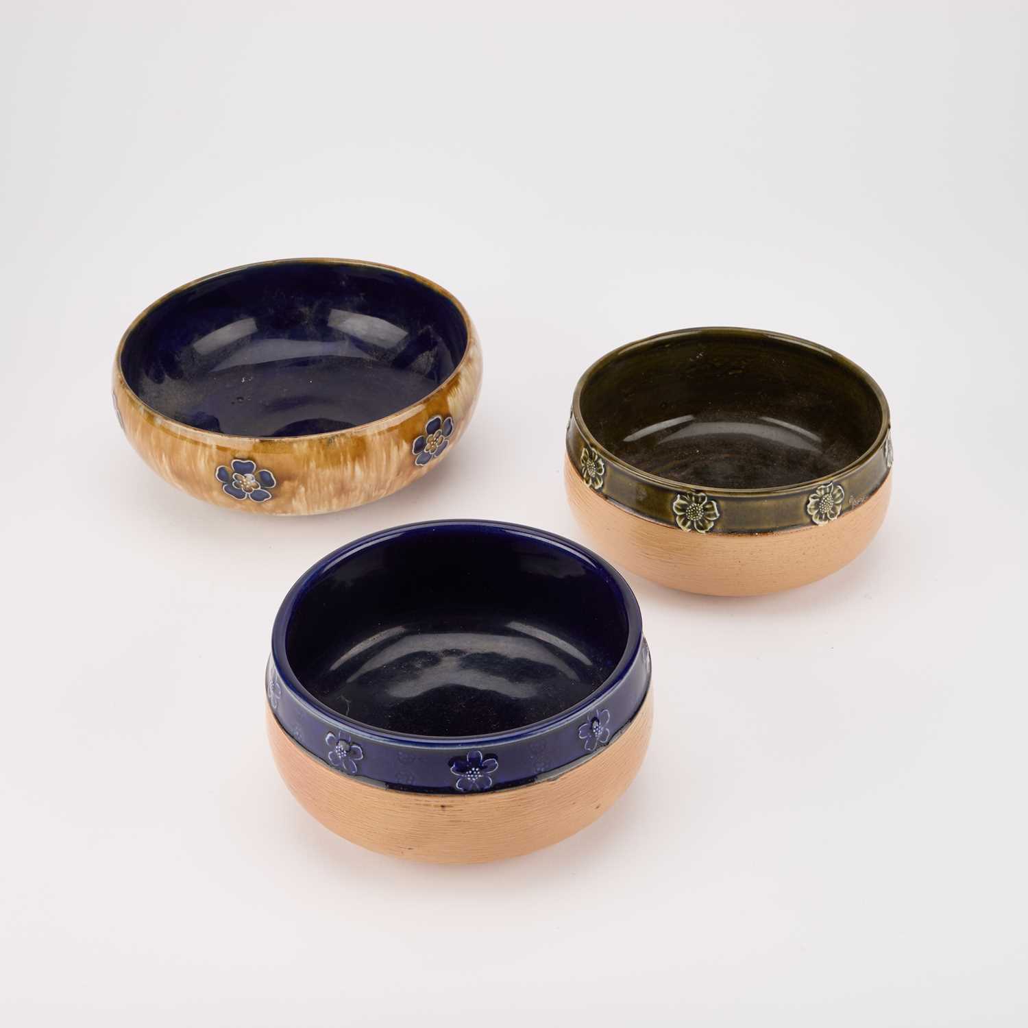 Lot 253 - THREE ROYAL DOULTON STONEWARE BOWLS