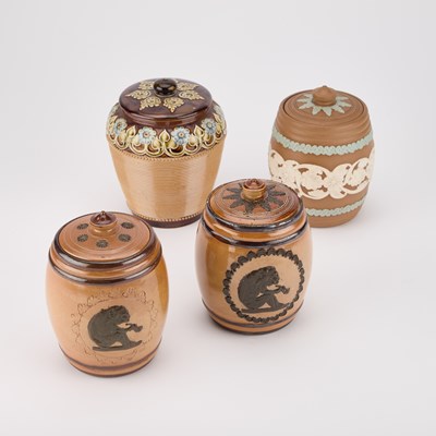 Lot 237 - FOUR DOULTON STONEWARE TOBACCO JARS