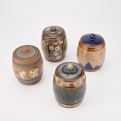 Lot 234 - FOUR DOULTON STONEWARE TOBACCO JARS