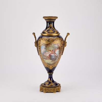 Lot 399 - A LARGE CONTINENTAL GILT-METAL MOUNTED PORCELAIN VASE