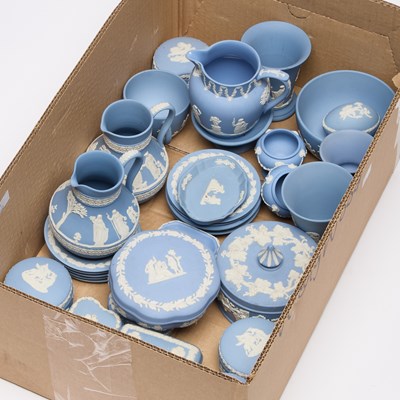 Lot 377 - A GROUP OF WEDGWOOD BLUE JASPERWARE