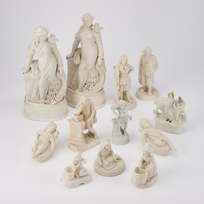 Lot 371 - A GROUP OF PARIAN AND BISQUE FIGURES