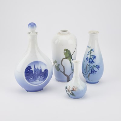 Lot 259 - THREE ROYAL COPENHAGEN VASES AND A DECANTER