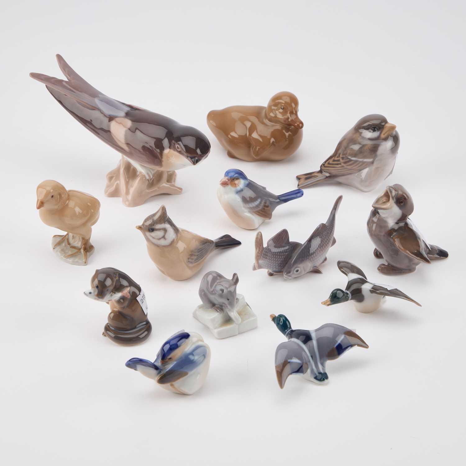 Lot 280 - THIRTEEN ROYAL COPENHAGEN MODELS OF ANIMALS