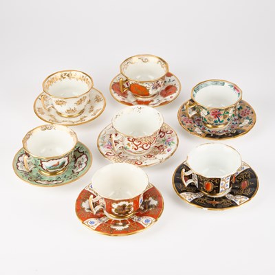 Lot 247 - SEVEN PORCELAIN CUPS AND SAUCERS