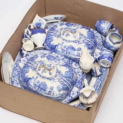 Lot 338 - A COLLECTION OF BLUE TRANSFER PRINTED POTTERY