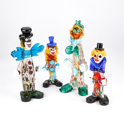 Lot 48 - FOUR MURANO GLASS MODELS OF CLOWNS