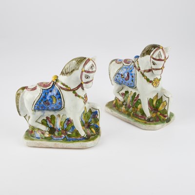 Lot 178 - A PAIR OF CONTINENTAL POTTERY MODELS OF HORSES