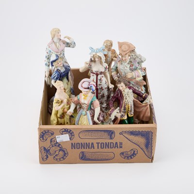 Lot 415 - A COLLECTION OF CONTINENTAL PORCELAIN FIGURES IN 18TH CENTURY DRESS