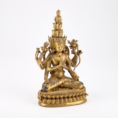 Lot 659 - A BRONZE BUDDHA