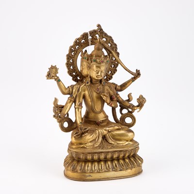 Lot 665 - A BRONZE BUDDHA